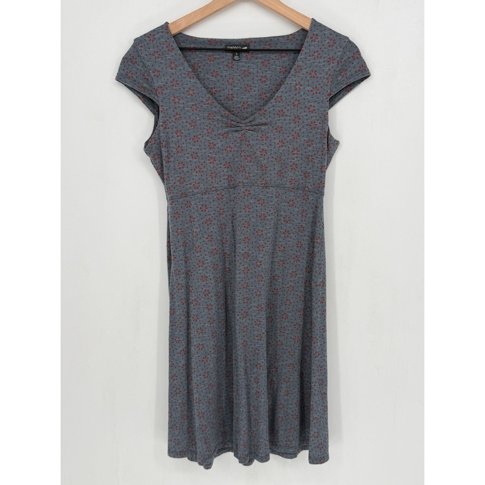 Toad&Co Rosemarie Dress Women Small Blue Floral Cap Sleeve Organic Cotton Tencel